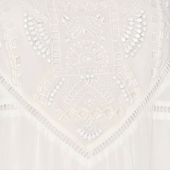 Lovers + Friends Sammi Beaded Embellished Babydoll Mini Dress Ivory White Small - Picture 3 of 9